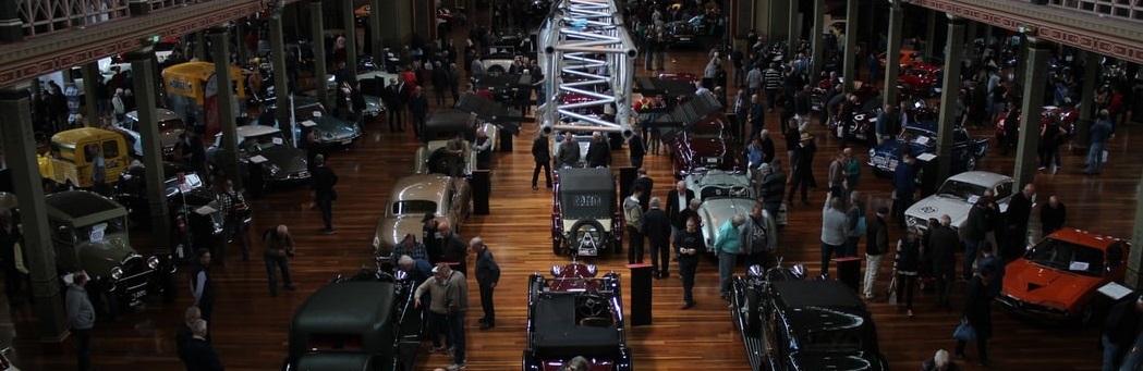 crowd of people at trade show